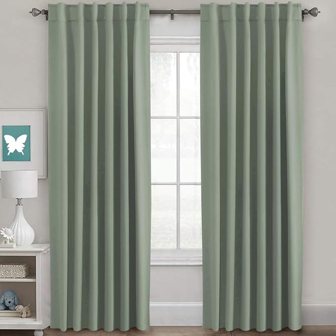 H.VERSAILTEX Blackout Curtains Thermal Insulated Window Treatment Panels Room Darkening Blackout Drapes for Living Room Back Tab/Rod Pocket Bedroom Draperies (2 Panels, Cyan, 52 x 96 Inch)