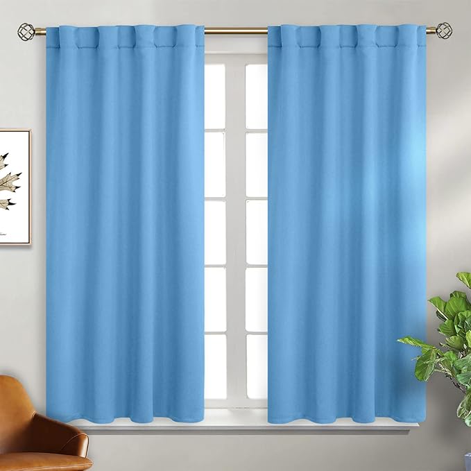 BGment Rod Pocket and Back Tab Curtains for Bedroom - Thermal Insulated Room Darkening Curtains for Living Room, 2 Window Curtain Panels (38 x 45 Inch, Sky Blue)