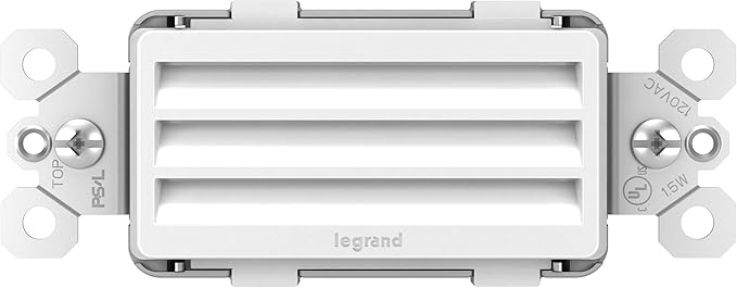 Legrand radiant NTLHORZWCC6 Horizontal Step Light Full Adjustable LED Night Light Outlet, For Hallways and Stairs, White (1 Count)