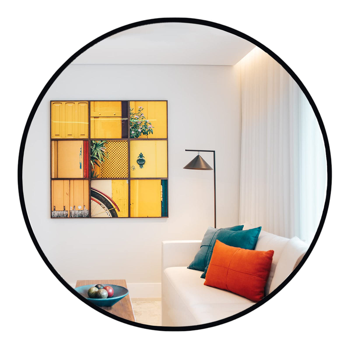 Oruii Large Round Mirror, 30 inch Circle Mirror, Matte Black Metal Frame