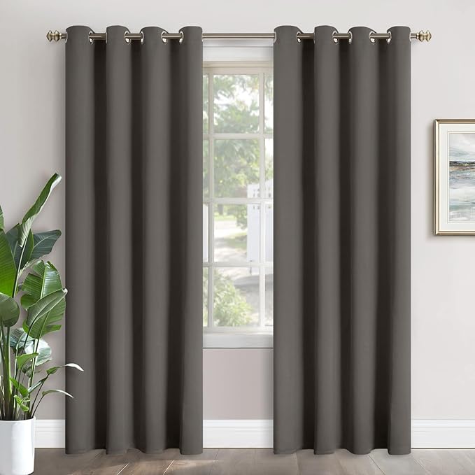 YoungsTex Blackout Curtains for Bedroom 84 Inches Long - Room Darkening with Grommet Thermal Insulated Drapes for Living Room Privacy Decorative, 2 Panels, 52 x 84 Inch, Grey
