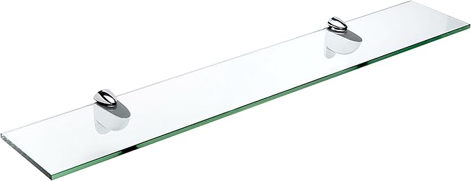Spancraft Glass H-6x30-Chrome Heron Glass Shelf, Chrome, 6" x 30"