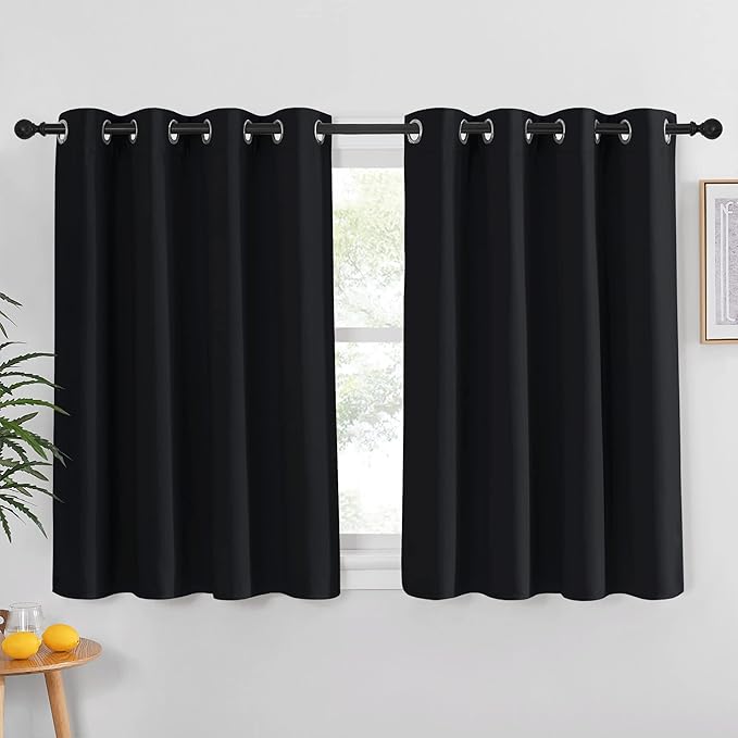 NICETOWN Window Curtain Blackout Blinds - Black Energy Saving Blackout Drapery for Bedroom/Living Room (1 Panel, 52 inches Wide by 45 inches Long)