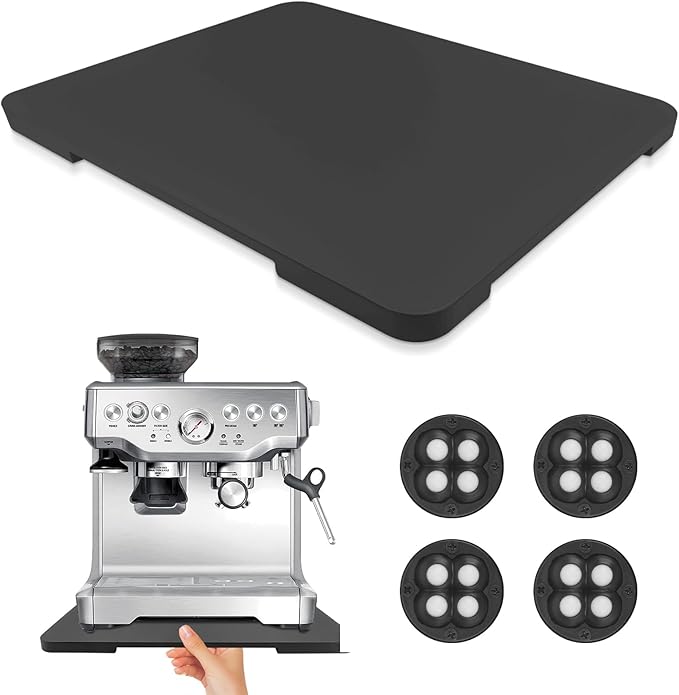 Appliance Slider 360° Rolling Tray for Coffee Maker Bamboo Coffee Pot Slider Tray for Countertop Rotation Sliding Tray with Wheels, Appliances Mat Easily from Under The Cabinet Black(15.7"×13")