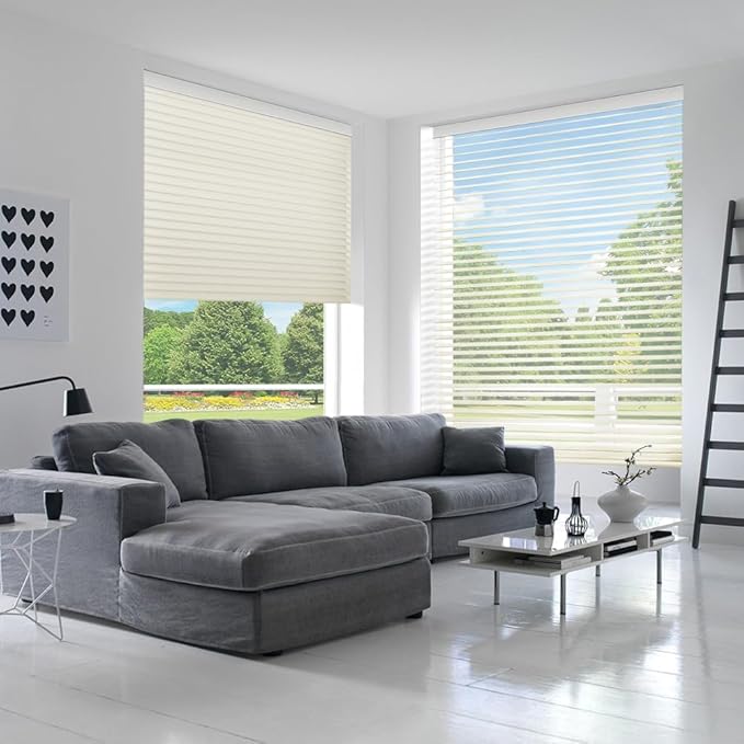 Zshine Automatic Shangri La Light Filtering Serenity Sheer Roller Shades Free Dimming Rechargeable Motorized Compatible with Homekit Siri Alexa (84029D Ivory Grid)