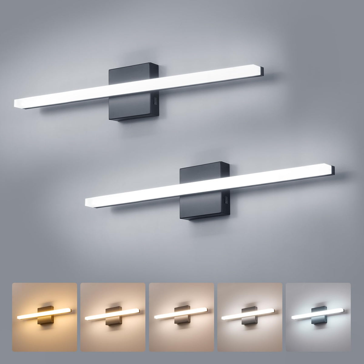 Combuh Vanity Light for Bathroom Over Mirror, Modern Bath Wall Lights Black