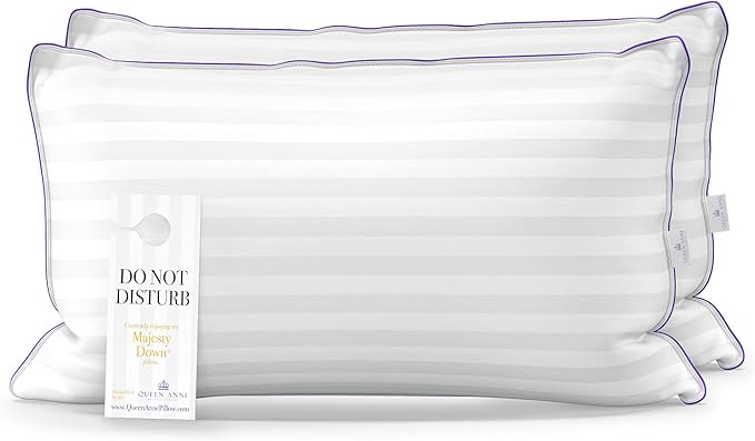 Queen Anne Hotel Collection Pillows – Luxury Down Alternative Bed Pillows (2-Pack, King Medium) – Ultimate Comfort, Hypoallergenic, Made in The USA