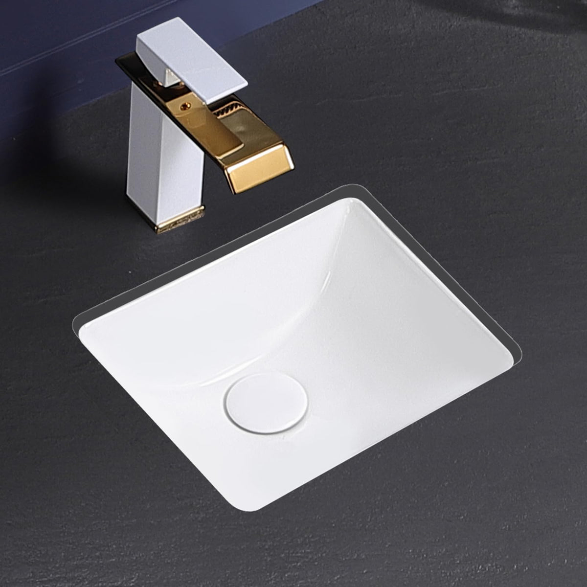 KMOEM Small Undermount Bathroom Sink 12x11 Inch Vessel Sink White Porcelain Ceramic Under Counter Lavatory Vanity Sink Basin Rectangular Undermount Sinks with Overflow