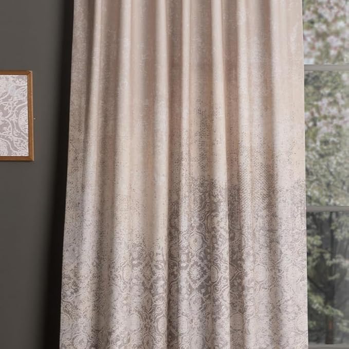 Maison d'Hermine Curtains for Living Room 100% Cotton 108 inch Length One Panel Window Curtains for Bedroom with Loop & Rod Pockets - Imperfection - Fog, 50" W x 108" L