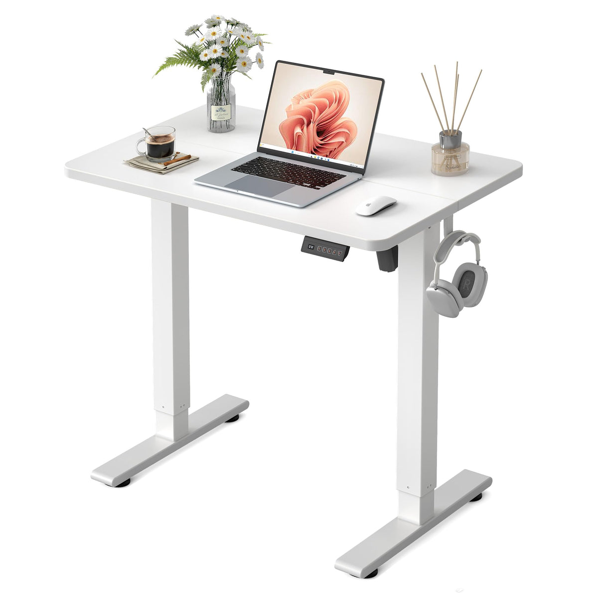 FEZIBO Standing Desk 55 × 28 Inch Electric Height Adjustable, White
