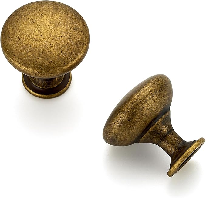 Ravinte 1 Pack Antique Brass Round Zinc Cabinet Knobs for Kitchen Bathroom Closet Dresser Cabinets