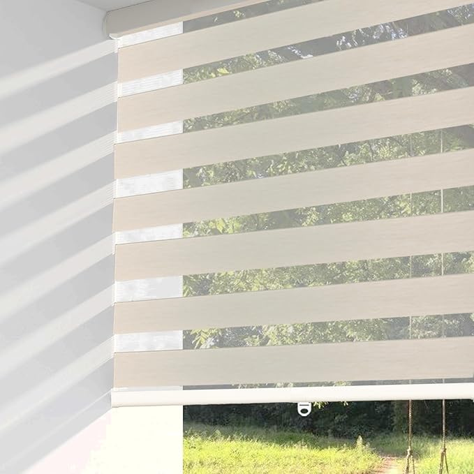 ShadesU Cordless Zebra Blinds – Light Filtering Dual-Layer Window Shades for Privacy (Cream Color) (Maximum Height 72") (Width 32")
