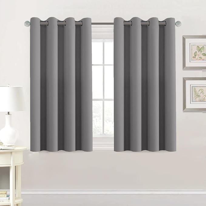 H.VERSAILTEX Premium Blackout Thermal Insulated Room Darkening Curtains for Bedroom/Living Room - Classic Grommet Top (2 Panels, Grey, 52 Inch by 45 Inch)