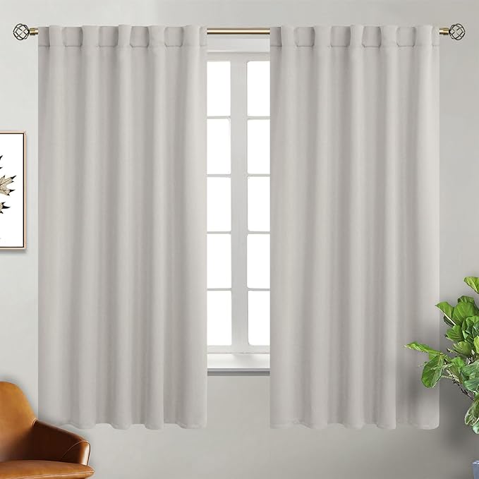 BGment Rod Pocket and Back Tab Blackout Curtains for Bedroom - Thermal Insulated Room Darkening Curtains for Living Room, 2 Window Curtain Panels (42 x 63 Inch, Natural Camel)
