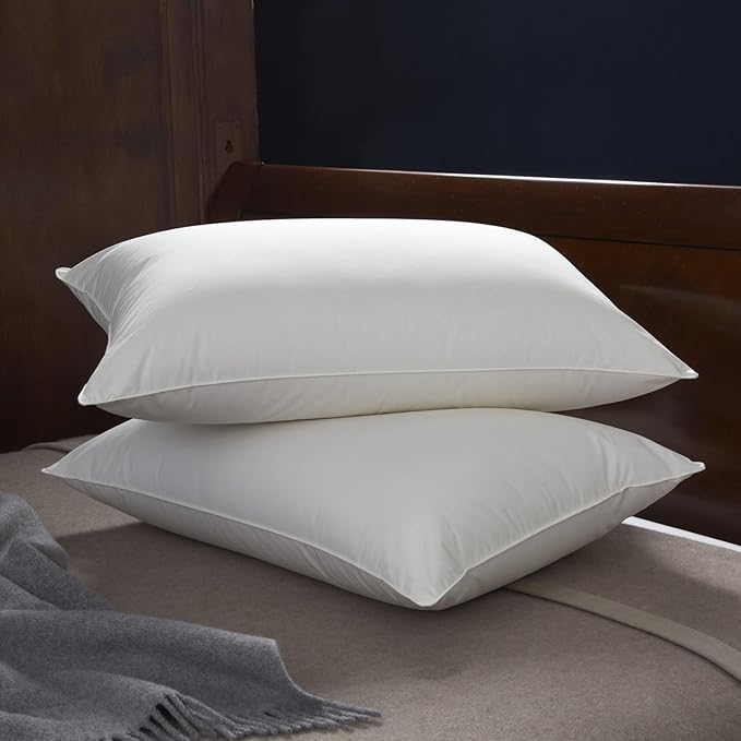 Cuddledown Organic Cotton Down Alternative Pillow | 100% Organic Cotton Shell | European Down Alternative Fill | Hypoallergenic | Handcrafted | Oeko-TEX Certified | 20" x 30" | Queen | Soft