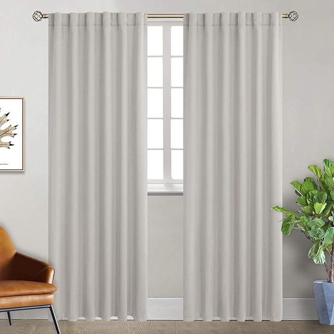 BGment Rod Pocket and Back Tab Blackout Curtains for Bedroom - Thermal Insulated Room Darkening Curtains for Living Room, 2 Window Curtain Panels (52 x 84 Inch, Natural Camel)