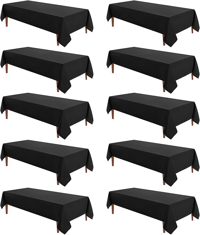 VidaFete Tablecloth 60 * 120inch 10 Pack Rectangle Table Cloth Polyester, Stain Wrinkle Resistant Dining Table Cover for Kitchen Dinning Party Wedding Rectangular Tabletop Buffet Decoration(Black)