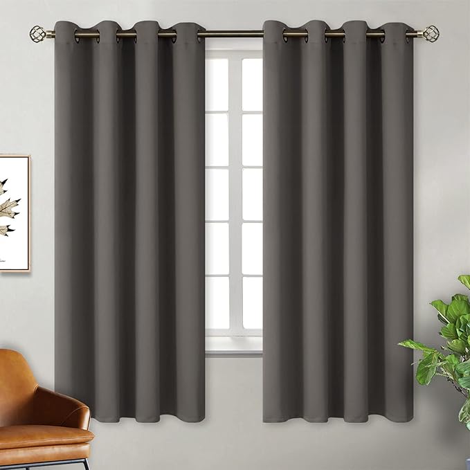 BGment Blackout Curtains for Bedroom - Grommet Thermal Insulated Room Darkening Curtains for Living Room, Set of 2 Panels, Each 55 x 69 Inch, Grey