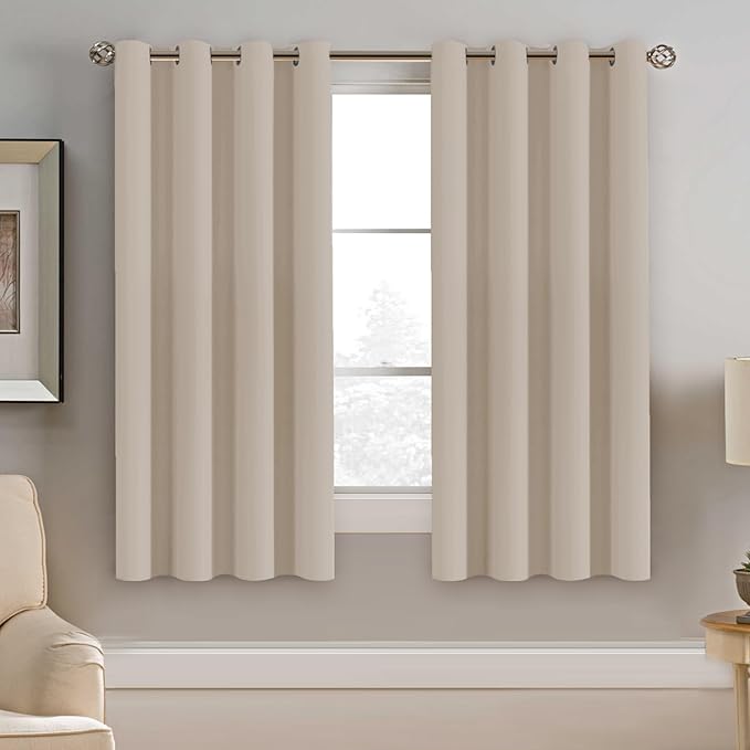 H.VERSAILTEX Blackout Window Curtain Panels Thermal Insulated Room Darkening Solid Grommet Curtains/Drapes for Bedroom Privacy Protection (Set of 2 Panels,52 by 63 Inch Long, Fog)
