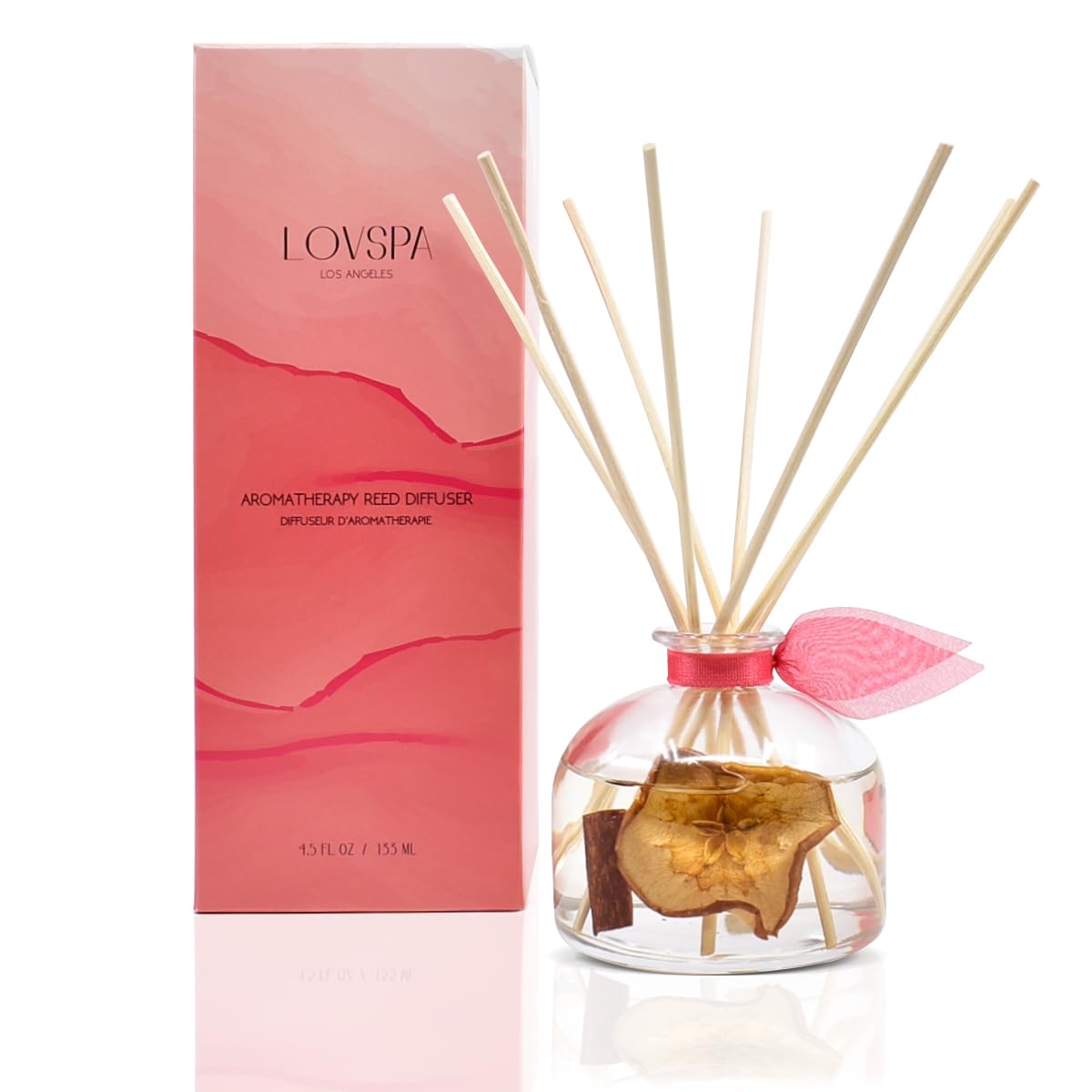 LOVSPA Reed Diffuser Set, Clarity Spicy Apple Cinnamon Scented Oil Diffuser with Sticks, Home Fragrance Accessories for Bathroom Shelf Decor, Aroma Diffusers for Home or Office Fall Decor, USA Made
