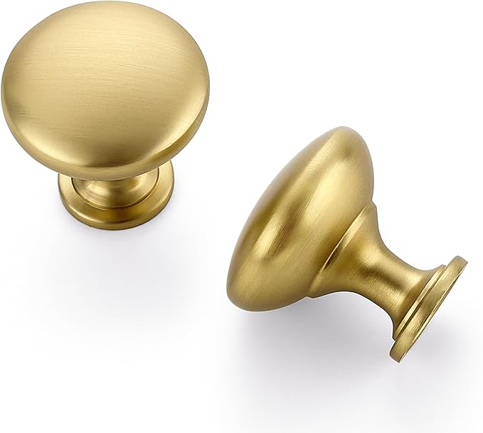 Ravinte 10 Pack Gold Round Zinc Cabinet Brass Knobs for Kitchen Bathroom Closet Dresser Cabinets