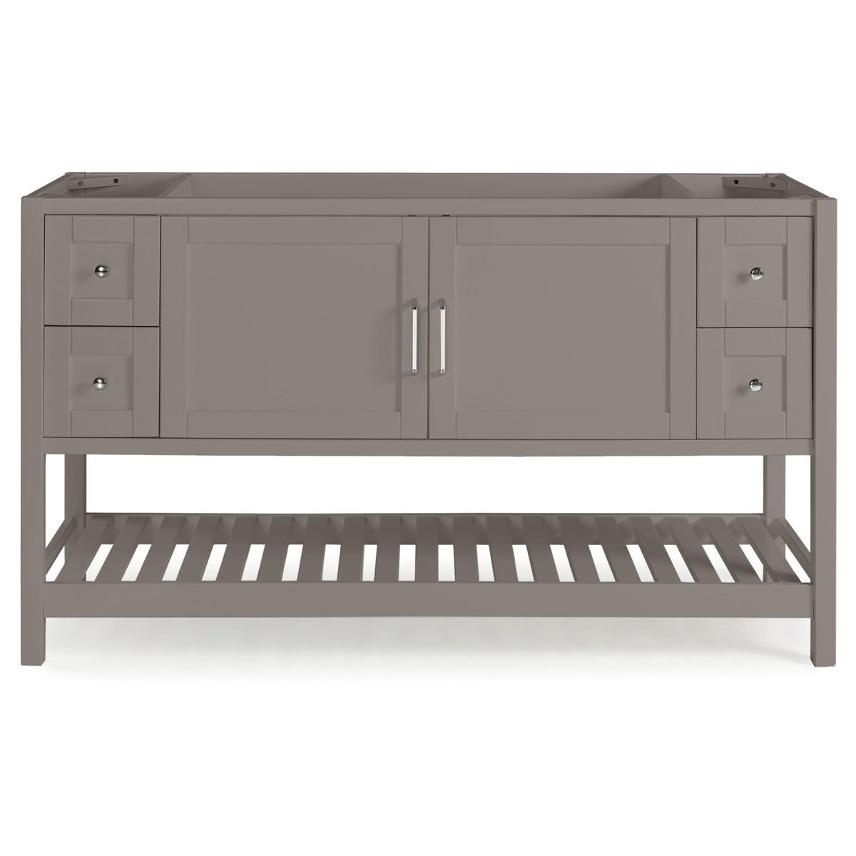 Alaterre Furniture Bennet Bathroom Vanity Without Sink – 60" Freestanding Wood Vanity Cabinet with Soft-Close Shaker Doors – Wood Bathroom Sink Base Cabinet (Gray)