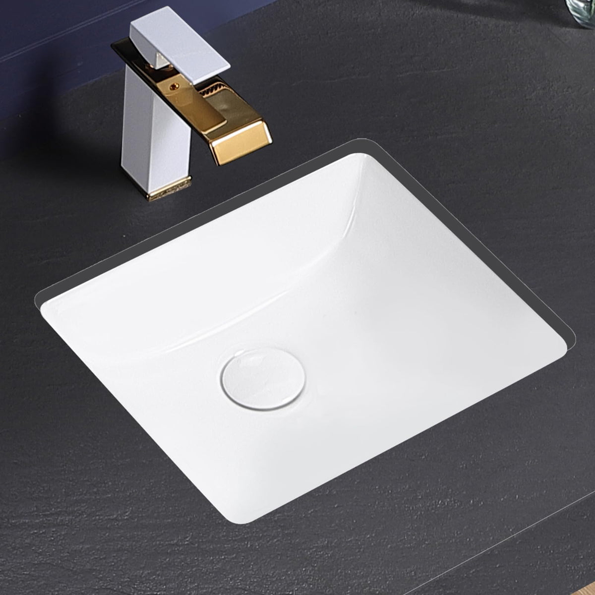KMOEM Small Undermount Bathroom Sink 14 Inch Vessel Sink Rectangular White