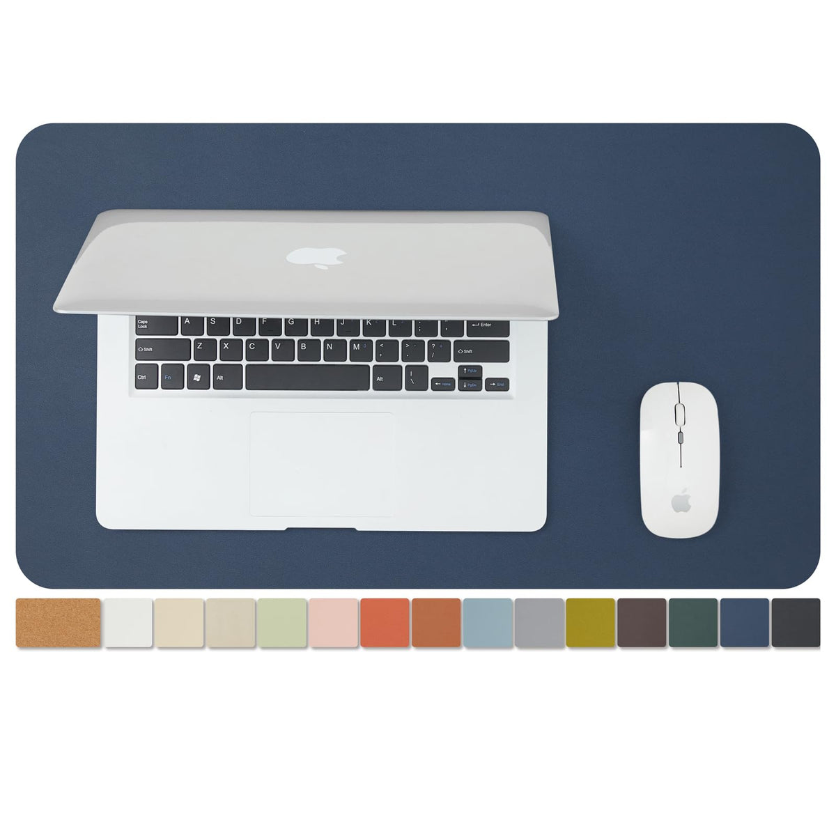 Cork Desk Mat - Small Dual-Sided Desk Pad for Office and Home - Desk Organization and Accessories - Ideal for Large Mouse Pad and Small Desk Mats on Top of Desks(Dark Blue,23.6"x 13.8")