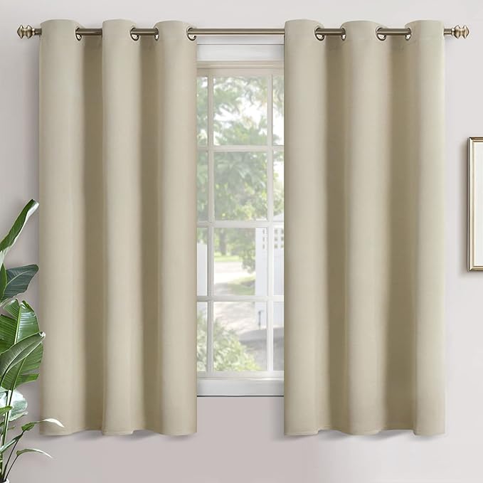 YoungsTex Beige Blackout Curtains 68 Inch Length for Bedroom 2 Panels - Thermal Insulated Drapes with Grommet Room Darkening Privacy for Living Room Dining Window, 42 x 68 Inch