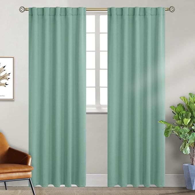 BGment Window Curtains for Bedroom - 84 Inch Rod Pocket and Back Tab Thermal Insulated Room Darkening Curtains for Living Room, 2 Curtain Panels (42 x 84 Inch, Frosty Green)