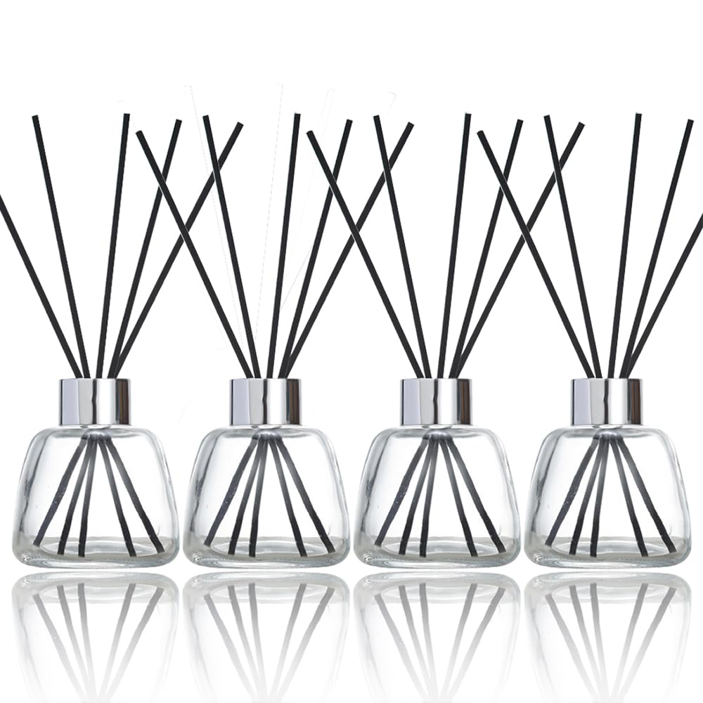 Kaxich 4 Pack Reed Diffuser Bottle with 30pcs Reeds Sticks, 3.52 oz