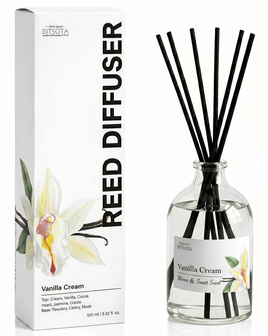 BITSOTA Reed Diffuser Set for Bathroom & Home, Long Lasting Essential Oil Aroma, Glass Bottle Home Fragrance with Sticks, Ideal Gift for Woman