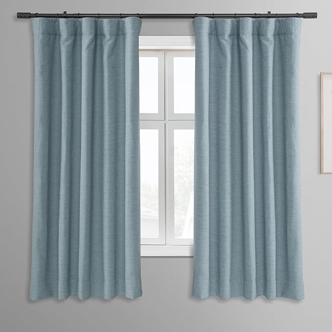 HPD Half Price Drapes Bellino Room Darkening Curtains 63 Inches Long Curtains for Bedroom & Living Room (1 Panel), 50W x 63L, Gulf Blue