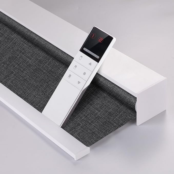 ZSHINE Motorized Blackout Window Blinds Customize Width Remote Control Wireless and Rechargeable Window Roller Shades for, Home, Office, Hotel, Club, Restaurant and Cinema(82133E-1)