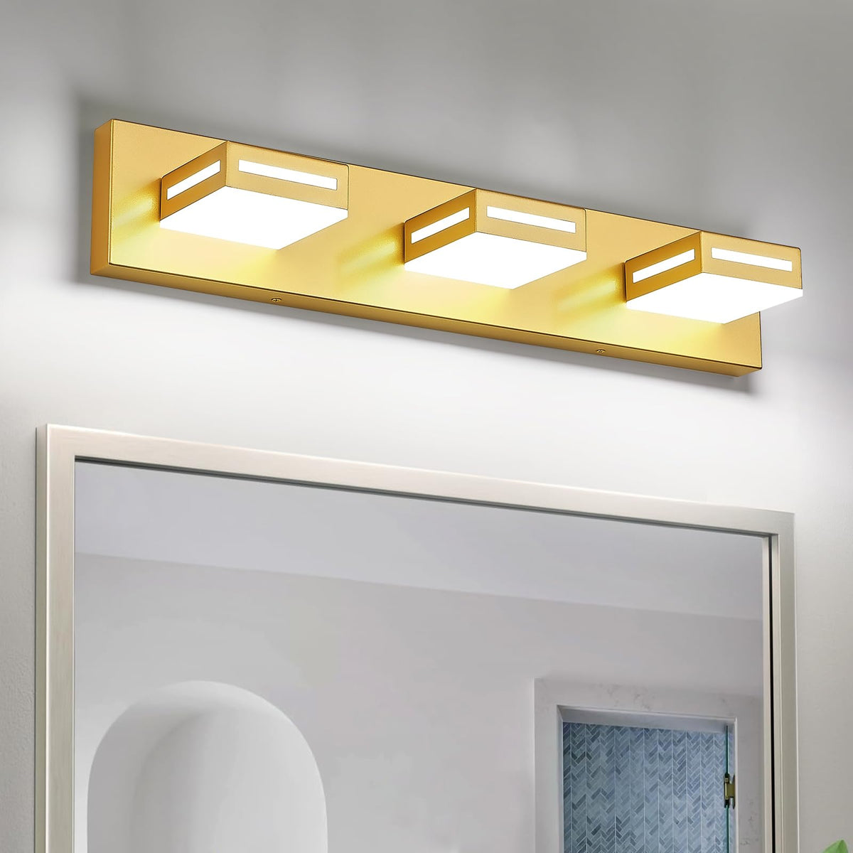 Donrao LED Bathroom Vanity Light Fixtures, 24-inch 3-Light Gold