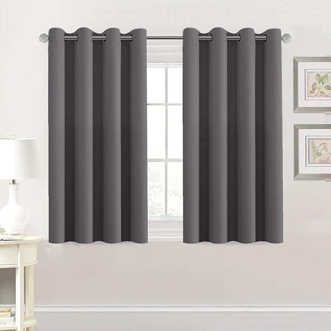 H.VERSAILTEX Premium Blackout Thermal Insulated Room Darkening Curtains for Bedroom/Living Room - Classic Grommet Top (2 Panels, Charcoal Gray, 52 Inch by 45 Inch)
