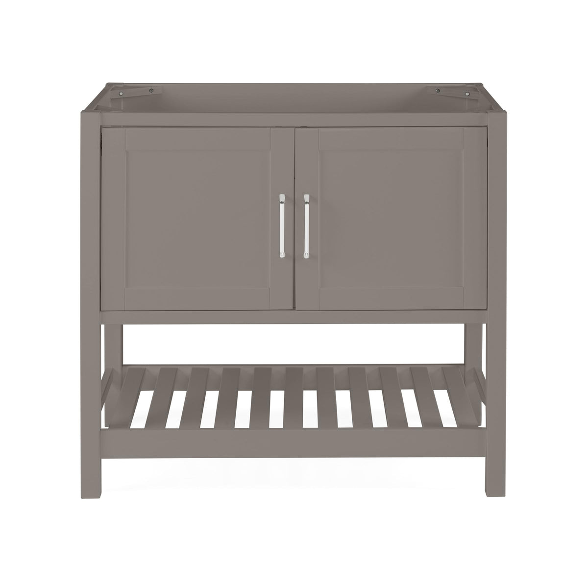 Alaterre Furniture Bennet Bathroom Vanity Cabinet with Soft-Close Shaker Doors and Open Shelf – 36-Inch Freestanding Wood Vanity Without Sink – Single Sink Base (Gray)