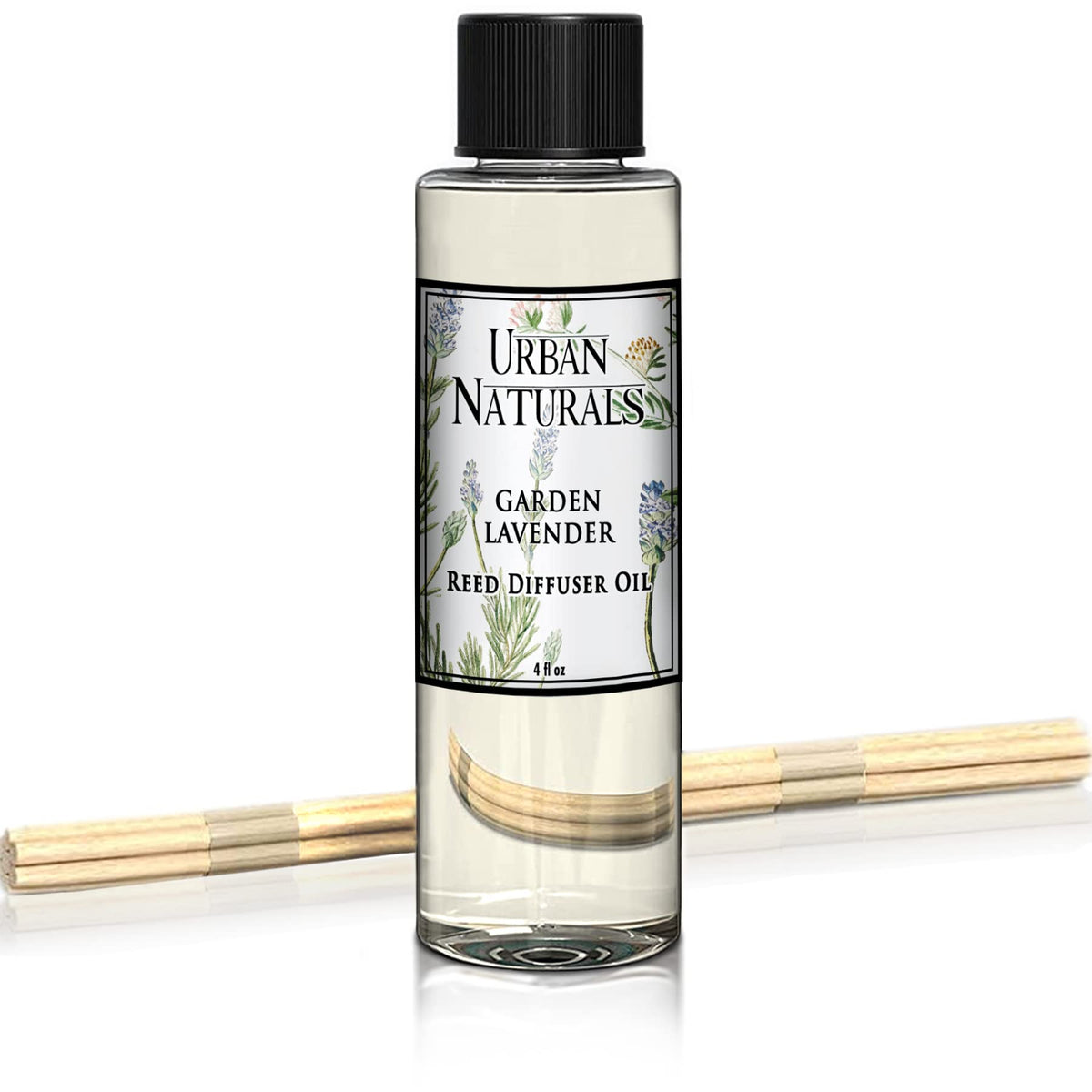 Urban Naturals Garden Lavender Scented Oil Reed Diffuser Refill | Includes a Free Set of Reed Sticks! Calming, Herbal Fragrance – 4 oz. Made in the USA