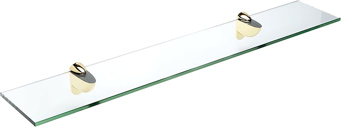 Spancraft Glass H-10x48-Brass Heron Glass Shelf, Brass, 10" x 48"
