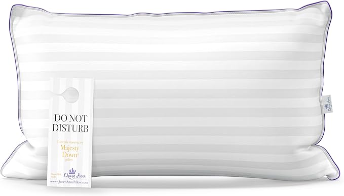 Queen Anne Luxury Hotel Down Alternative Pillow - Majesty Down - Synthetic Allergy Free Hypoallergenic Bed Pillow - Made in USA (Standard Medium)