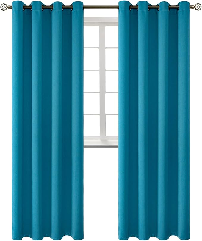 BGment Blackout Curtains - Grommet Thermal Insulated Room Darkening Bedroom and Living Room Curtains, Set of 2 Panels (52 x 95 Inch, Peacock Blue)