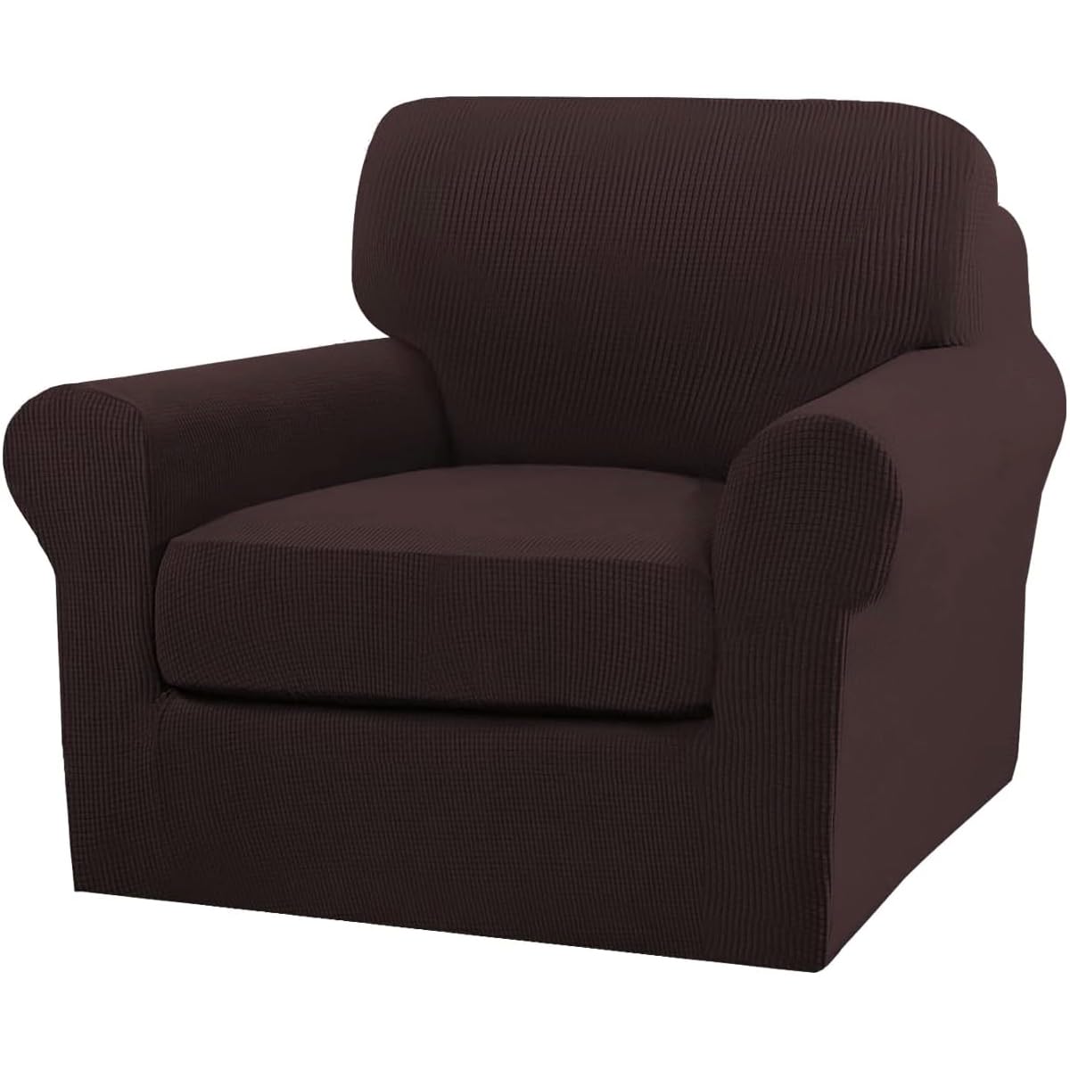 Turquoize 2 Piece Chair Covers Chair Slipcovers for Living Room Armchair Couch Cover Chair Sofa Cover with Individual Cushion Covers Furniture Cover for Chairs Feature Jacquard Fabric (Chair, Brown)
