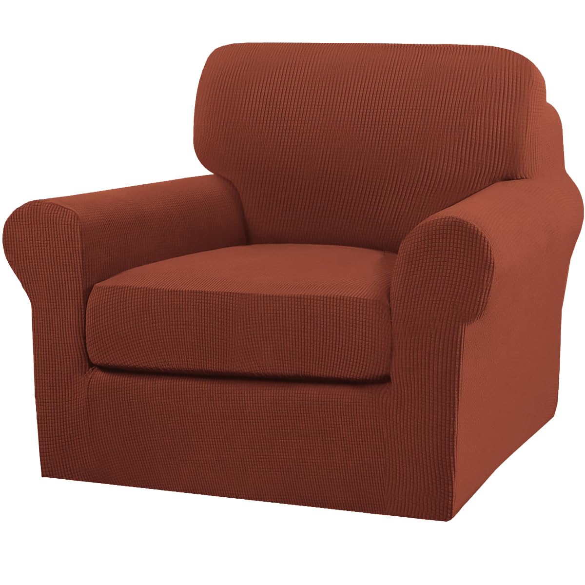 Turquoize 2 Piece Chair Covers Chair Slipcovers for Living Room Armchair Couch Cover Chair Sofa Cover with Individual Cushion Covers Furniture Cover for Chairs Feature Jacquard Fabric (Chair, Rust)