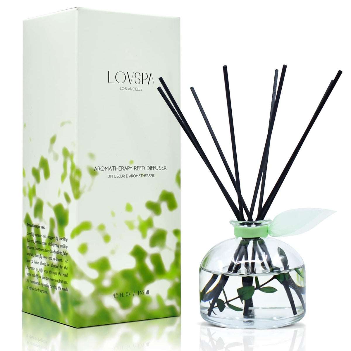 LOVSPA Reed Diffuser Set, Unwind Eucalyptus & Mint Scented Oil Diffuser with Sticks, Home Fragrance Accessories for Bathroom Shelf Decor, Aroma Diffusers for Home or Office Desk, USA Made