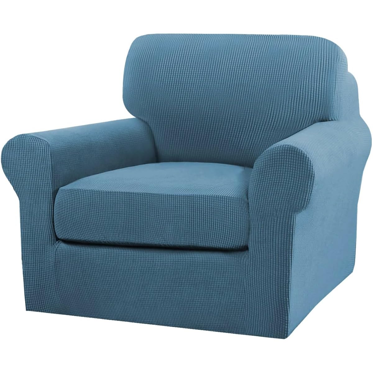 Turquoize 2 Piece Chair Covers Chair Slipcovers for Living Room Armchair Couch Cover Chair Sofa Cover with Individual Cushion Covers Furniture Cover for Chairs Feature Thick Fabric (Chair, Dusty Blue)