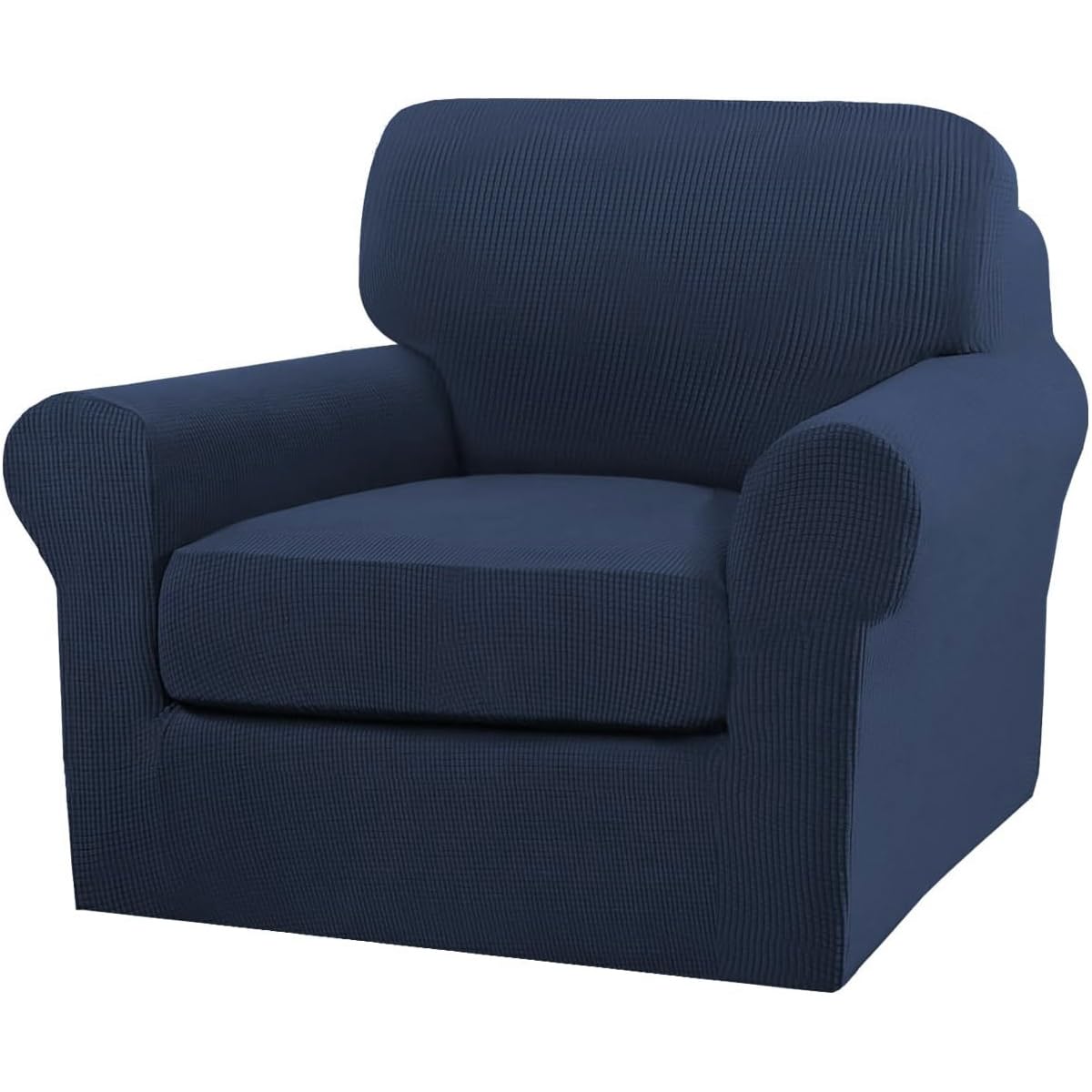 Turquoize 2 Piece Chair Covers Chair Slipcovers for Living Room Armchair Couch Cover Chair Sofa Cover with Individual Cushion Covers Furniture Cover for Chairs Feature Jacquard Fabric (Chair, Navy)