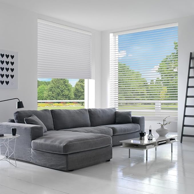 Zshine Automatic Shangri La Light Filtering Serenity Sheer Roller Shades Free Dimming Rechargeable Motorized Compatible with Homekit Siri Alexa (84029E Greyish White)