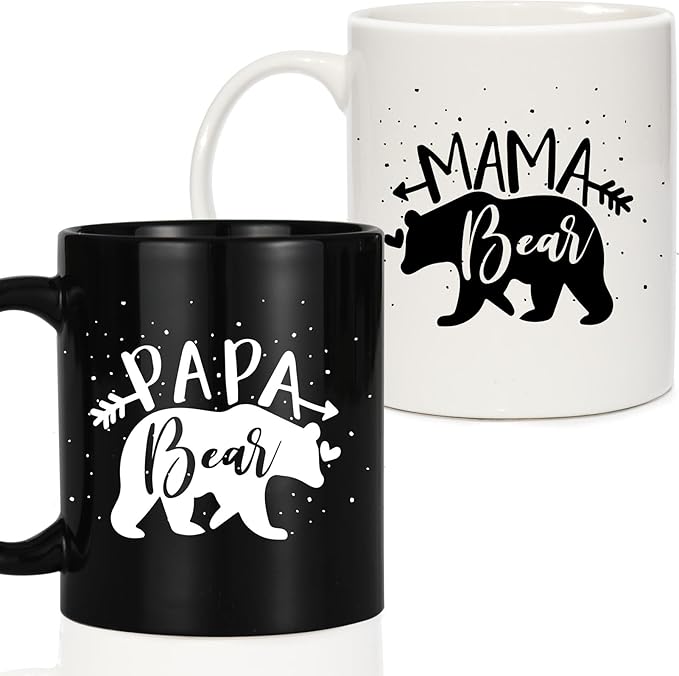 Breezy Valley Mom and Dad Gifts, Parents Gifts for Christmas, Best Mom and Dad Mugs, Anniversary Christmas Gift for Parents, Mama Bear Papa Bear Coffee Mug Set for New Parent 2026