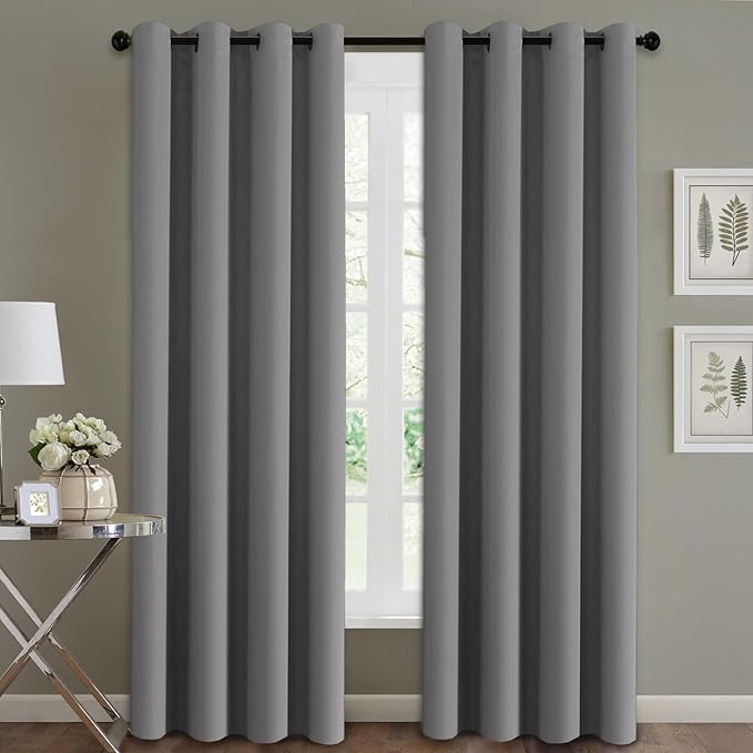 H.VERSAILTEX Blackout Curtains for Bedroom Curtains Thermal Insulated Room Darkening Window Treatment Extra Long Curtains/Drapes, Grommet Panels (Set of 2, 52 by 108 - Inch, Grey)