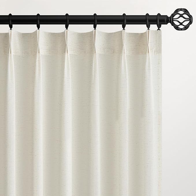 Topfinel Pinch Pleated Curtains 54 Inches Long 2 Panels Set,Natural Cream Semi Sheer Cotton Blend Fabric Aesthetic Advanced Curtain Drapes for Living Room Bedroom,40x54 inch Length